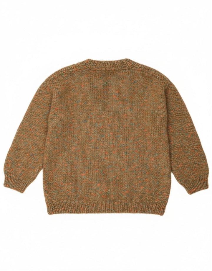 vintage Womens Crew Neck Jumper Pull UK 12 Moyen Vert Moucheté