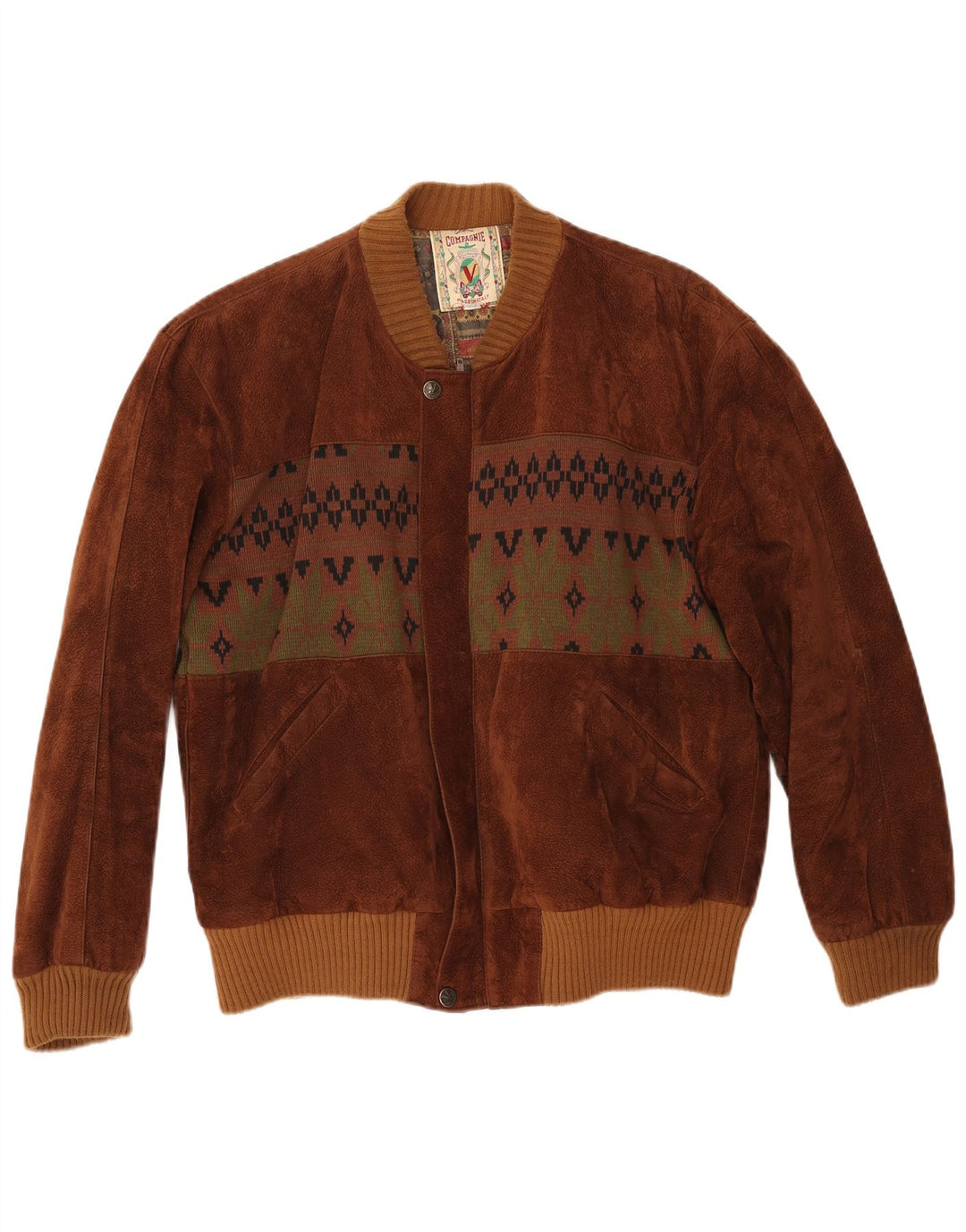 COMPAGNIE Veste bomber en daim coupe ample pour homme UK 38 Marron moyen Fair Isle