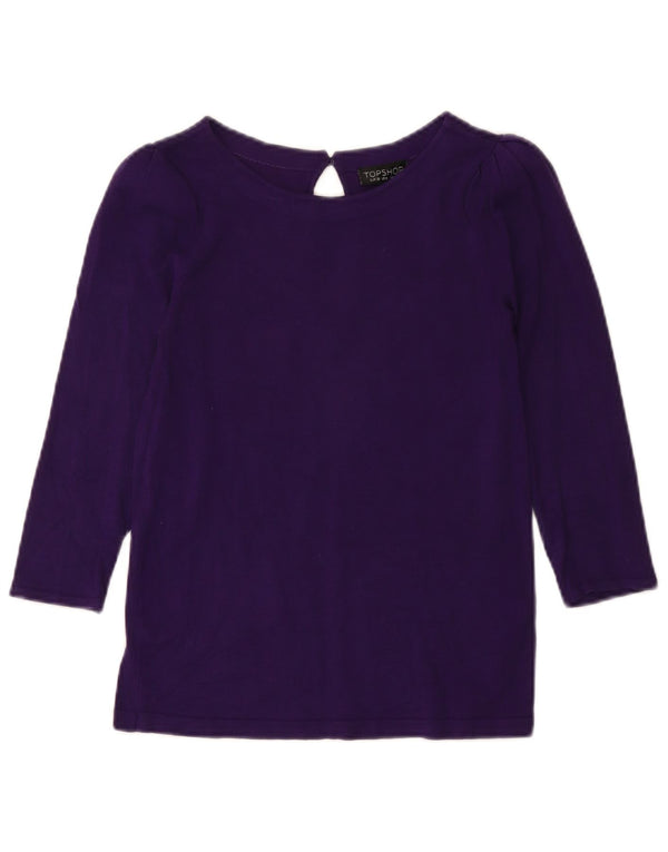 Topshop Femme Crop Top Manches 3/4 UK 10 Petit Violet Viscose