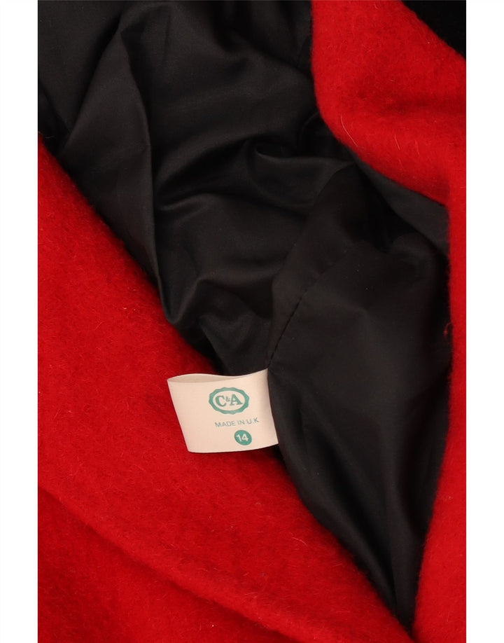 C&A Manteau croisé à manches 3/4 pour femme UK 14 Laine rouge moyen