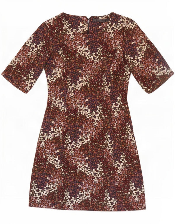 Zara Womens Trafaluc Sheath Dress UK 6 XS Brown Floral