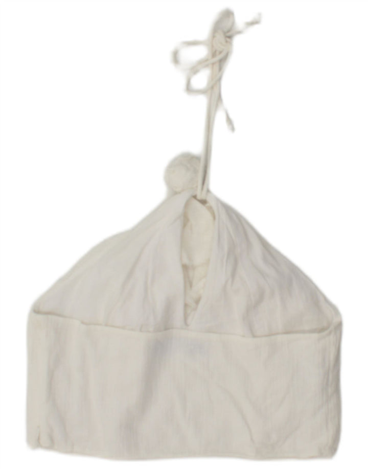 Zara Haut Licou Femme UK 12 Coton Blanc Moyen