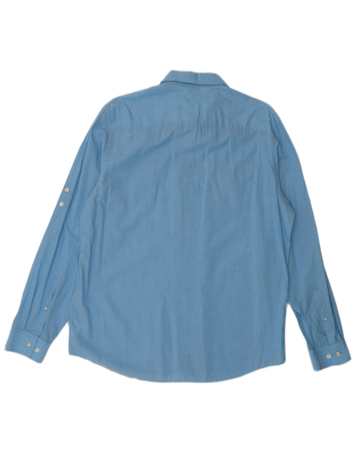 Calvin Klein Chemise homme en coton à fines rayures bleues