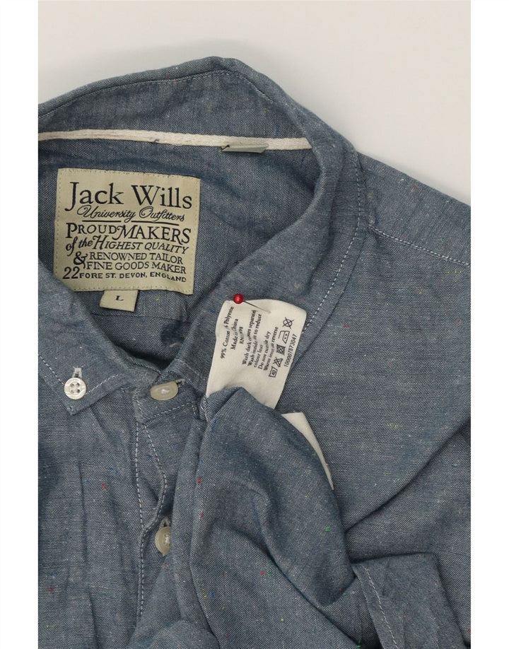 Jack Wills Chemise à manches courtes pour homme Large Bleu Coton