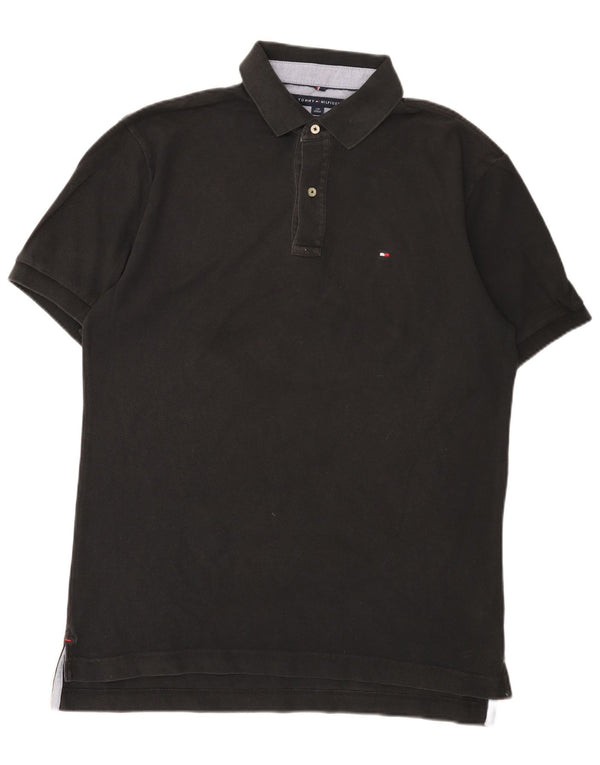 Tommy Hilfiger Polo coupe classique pour homme en coton noir Large