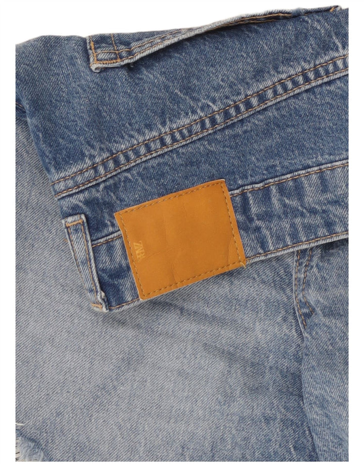 Zara Short en jean taille haute pour femme W30 Bleu moyen