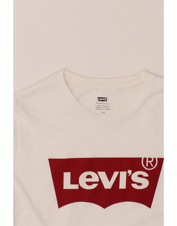 LEVI'S Mens Graphic T-Shirt Top Large White Cotton Vintage Levi's and Second-Hand Levi's from Messina Hembry 