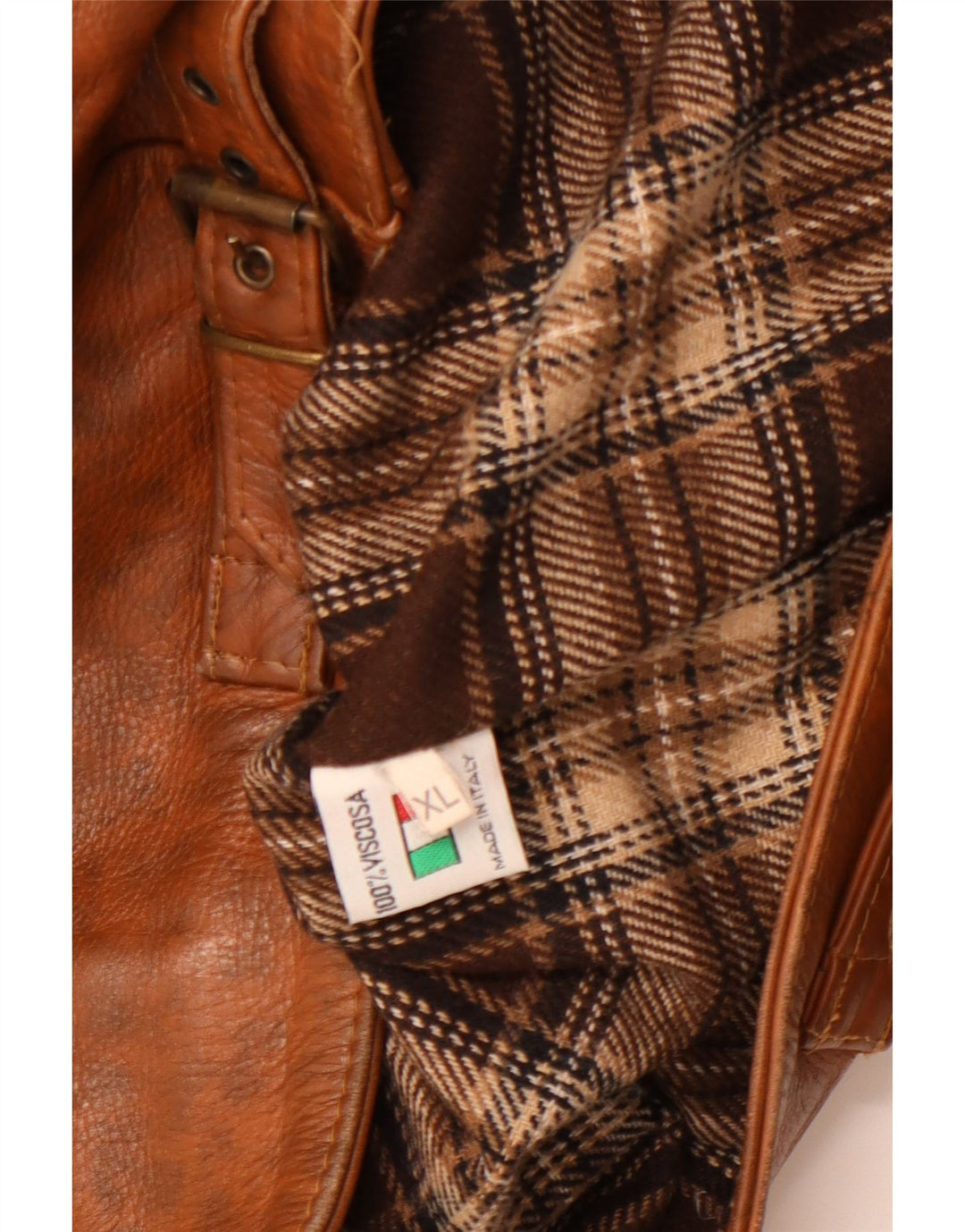 Veste en cuir femme vintage UK 18 XL Cuir moucheté marron