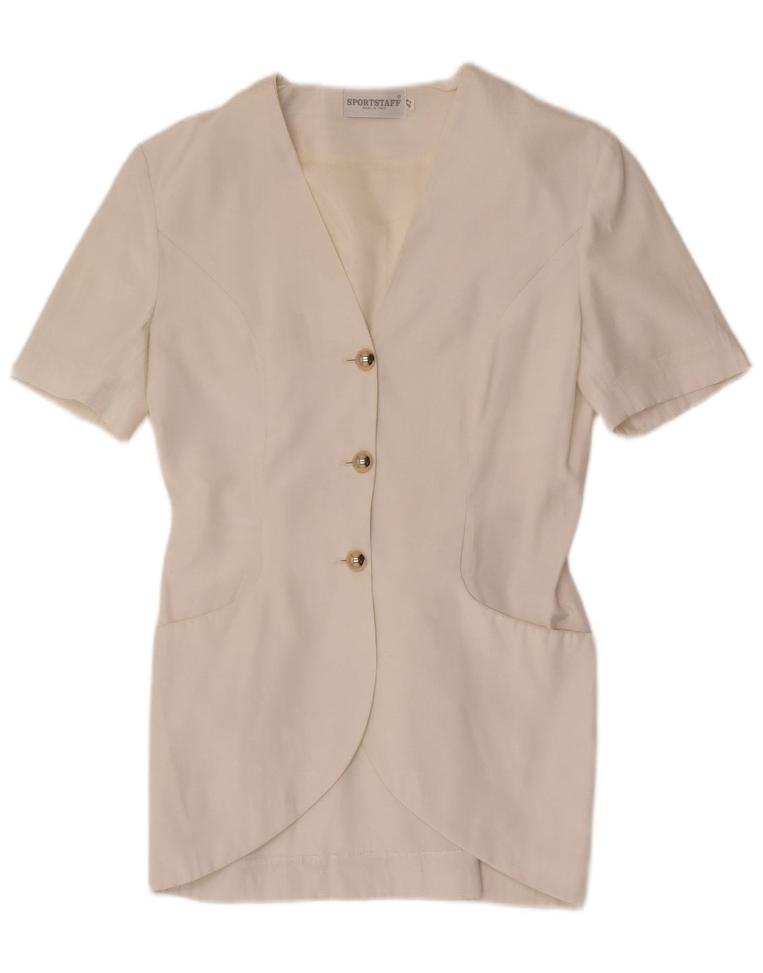 Sportstaff Veste blazer à 3 boutons à manches courtes pour femme IT 42 Blanc moyen