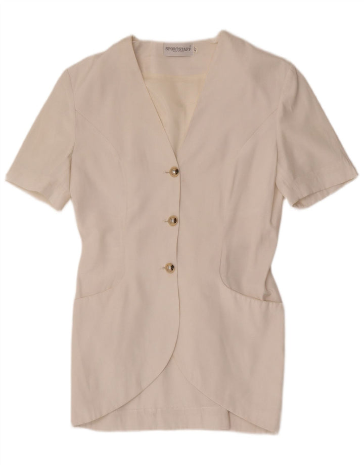 Sportstaff Veste blazer à 3 boutons à manches courtes pour femme IT 42 Blanc moyen