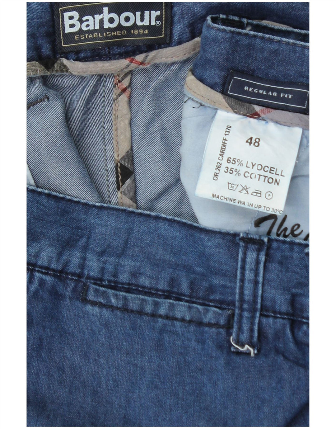 Barbour Jean droit coupe régulière pour femme XL W36 L27 Bleu Lyocell