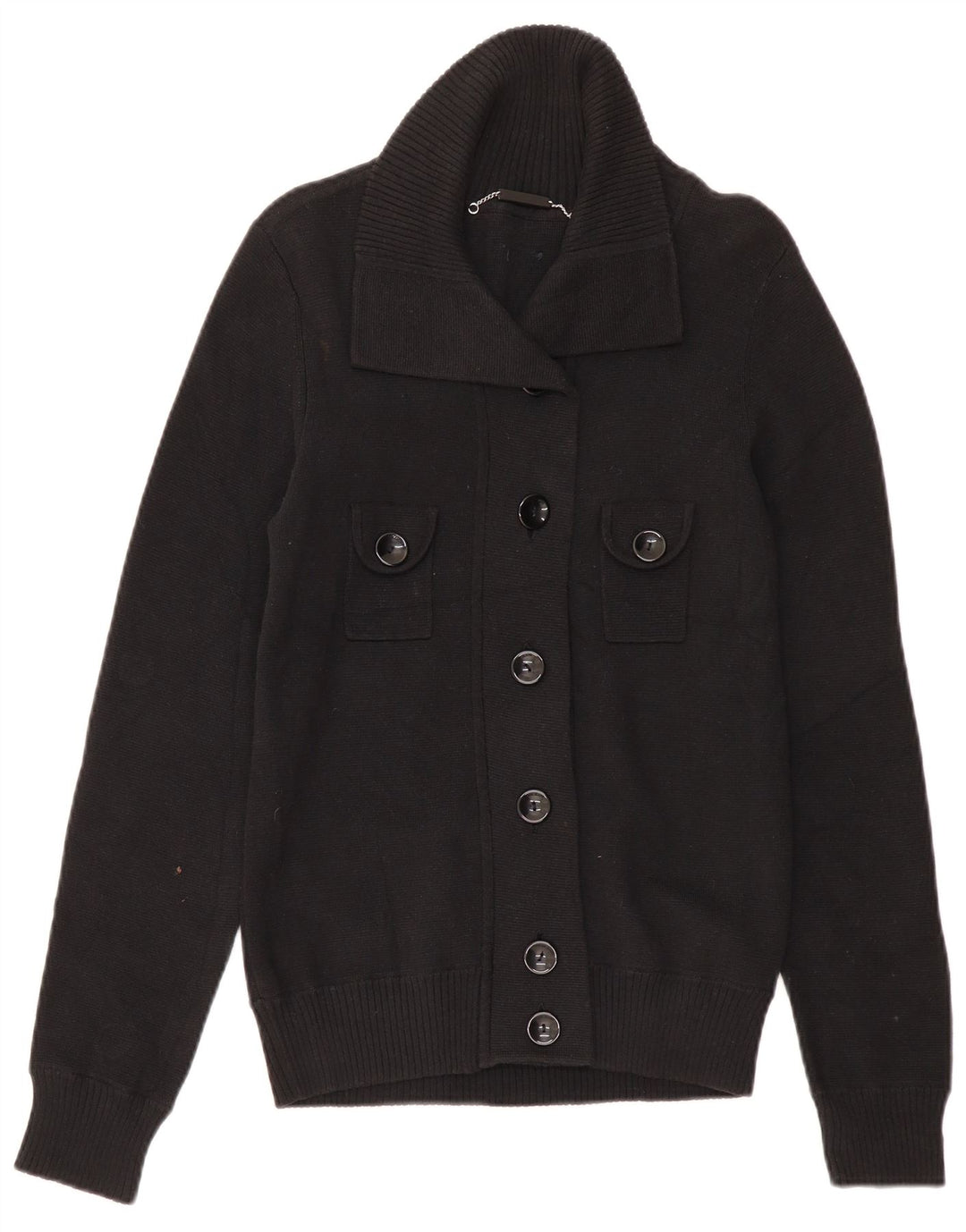 ARMANI JEANS Pull Cardigan Femme UK 12 Coton Noir Moyen