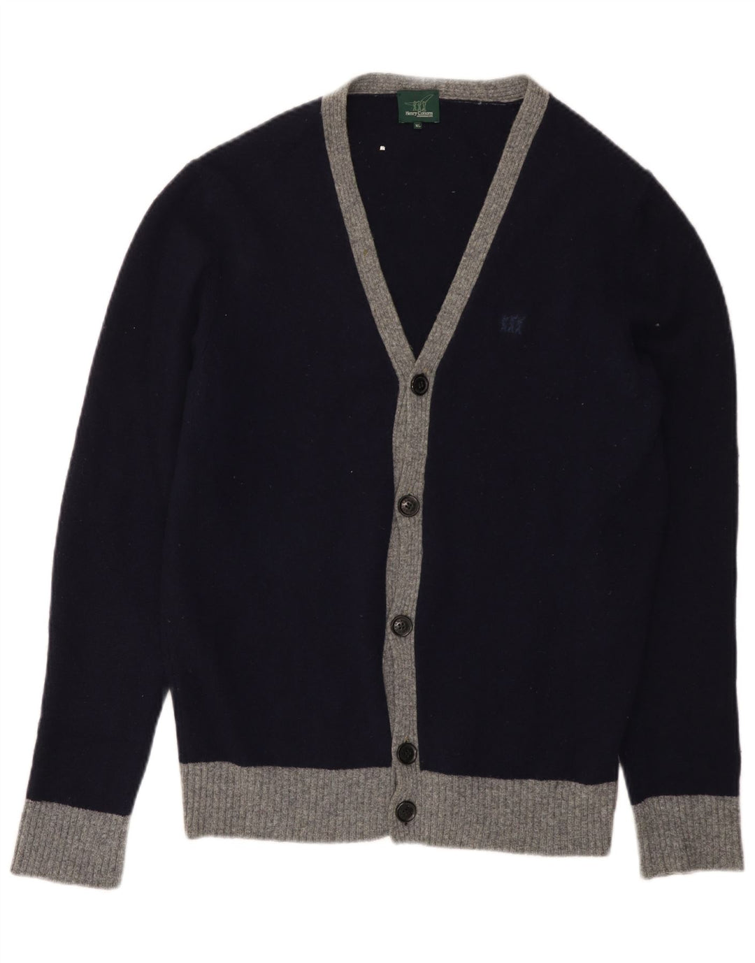 HENRY COTTONS Pull Cardigan Homme XL Bleu Marine Colourblock
