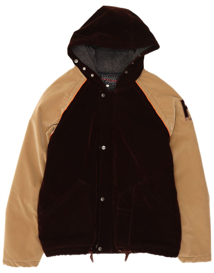Foxhound Veste bomber à capuche pour homme UK 40 Large Marron Colorblock Polyester