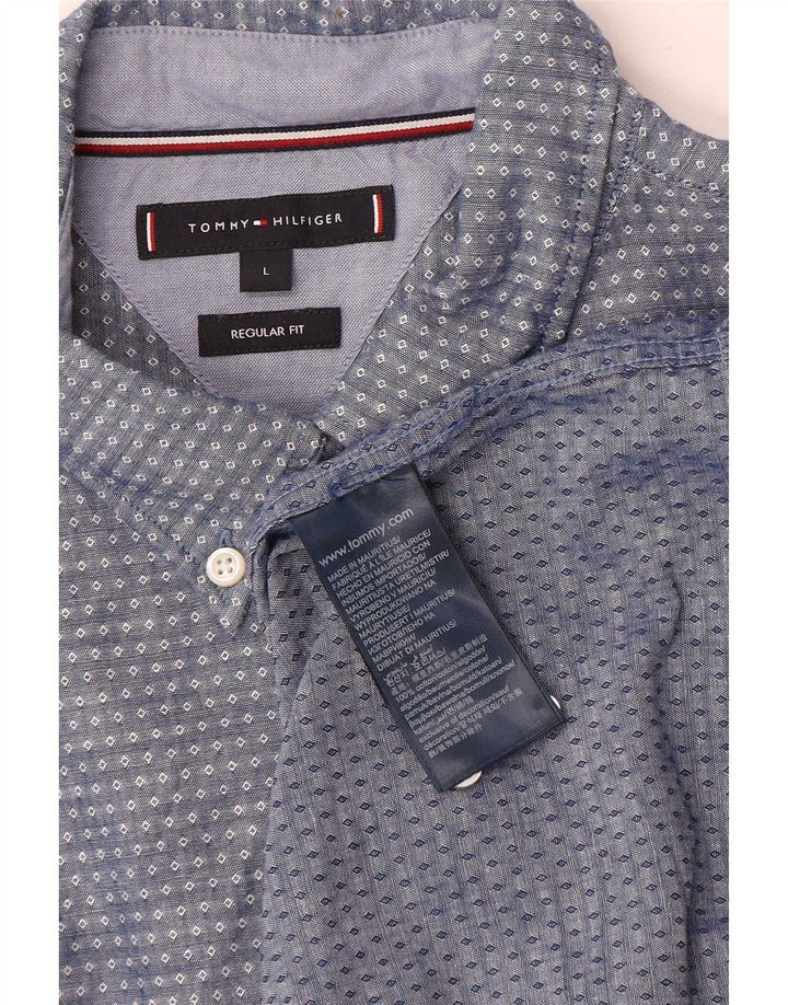 Tommy Hilfiger Chemise Regular Fit Homme Grand Bleu à Pois Coton