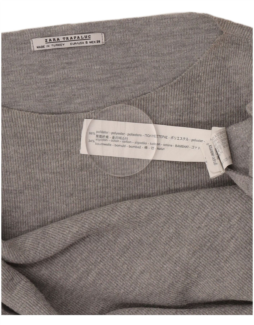 Zara Femme Trafaluc Haut Oversize Manches Longues UK 10 Petit Gris Polyester