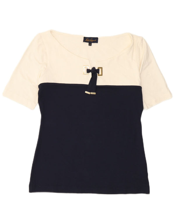 Luisa Spagnoli Haut Chemisier Femme UK 10 Petit Viscose Colorblock Blanc