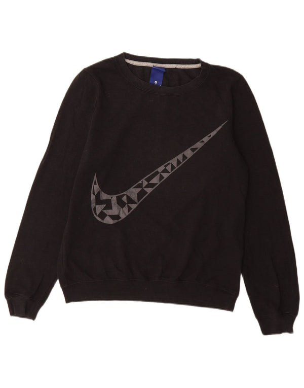 NIKE Sweat-shirt graphique pour femme UK 14 en coton noir moyen