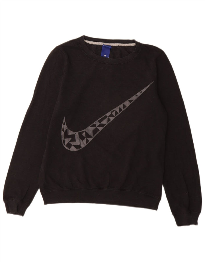 NIKE Sweat-shirt graphique pour femme UK 14 en coton noir moyen