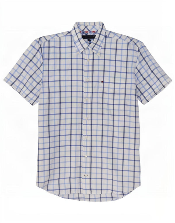 Tommy Hilfiger Chemise à manches courtes homme en coton à carreaux blanc moyen