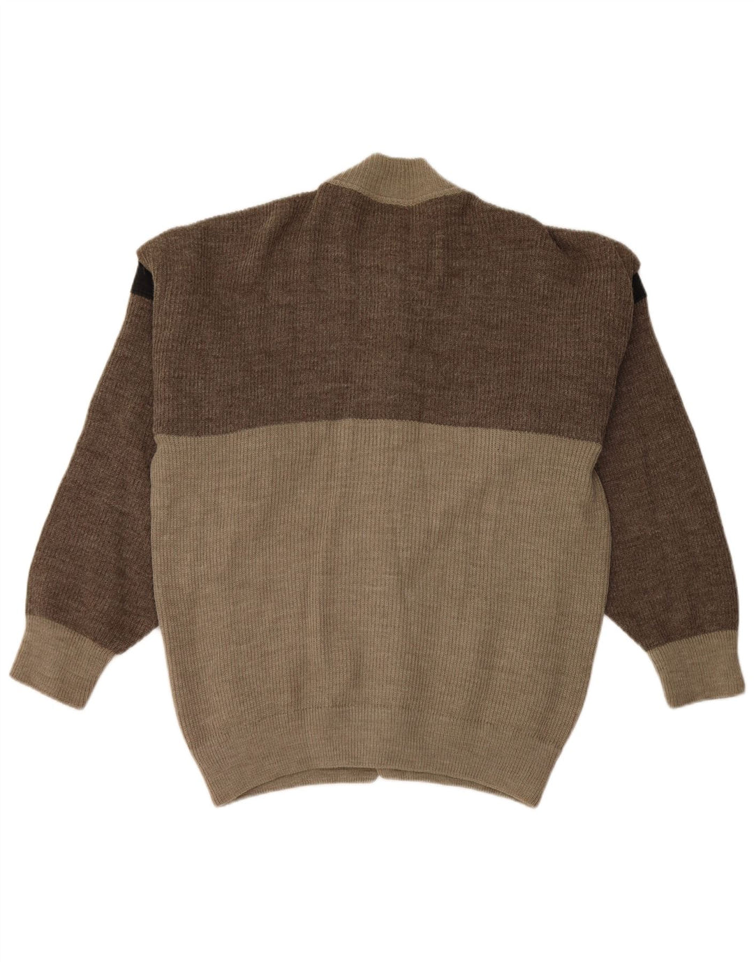 vintage Mens Cardigan Pull Grand Gris Colorblock