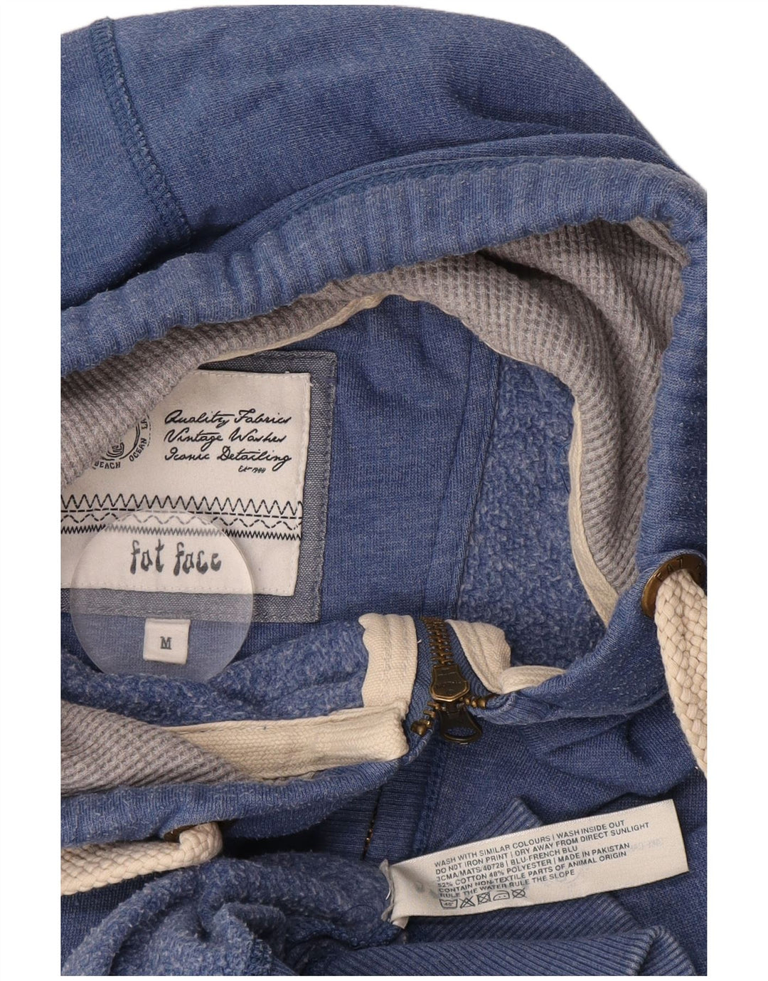 Fat Face Sweat à Capuche Zippé Homme Bleu Moyen Coton