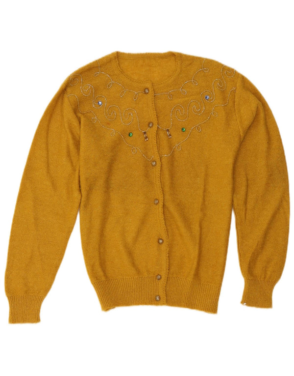 Vintage Womens Cardigan Sweater UK 14 Medium Yellow
