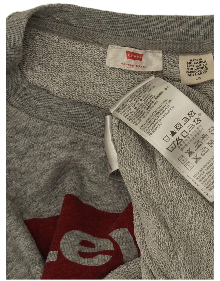 Levi's Sweat-Shirt Graphique Femme UK 16 Large Gris Coton