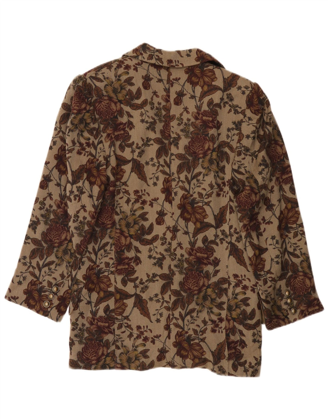 vintage Femmes 1 Bouton Blazer Veste UK 10 Petit Brun Floral