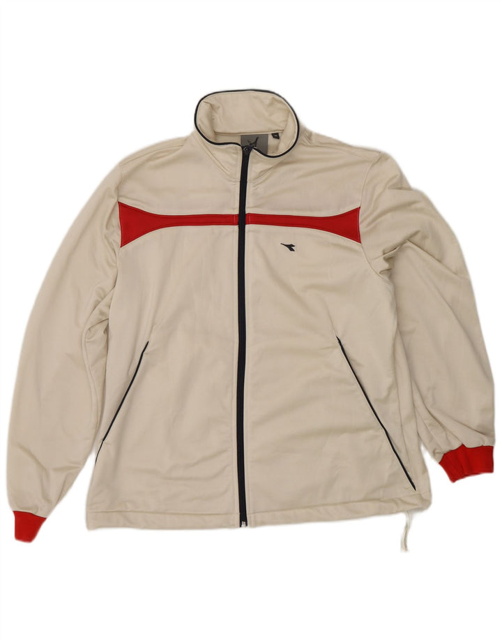 DIADORA Veste de survêtement pour femme UK 14 Medium Off White Colourblock