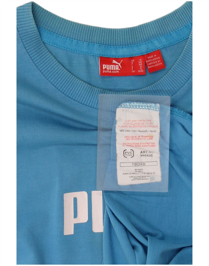 Puma T-shirt graphique pour femme UK 12 Bleu moyen Coton