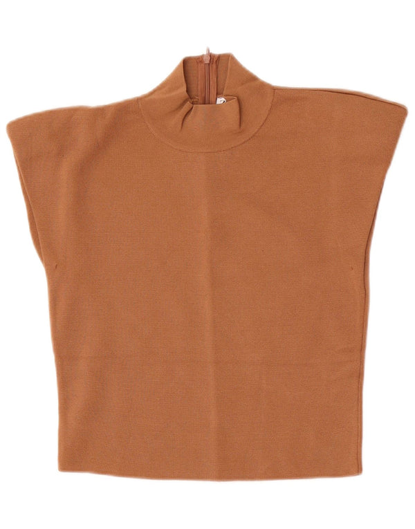 Zara Womens Crop Blouse Top UK 12 Viscose Beige Moyen