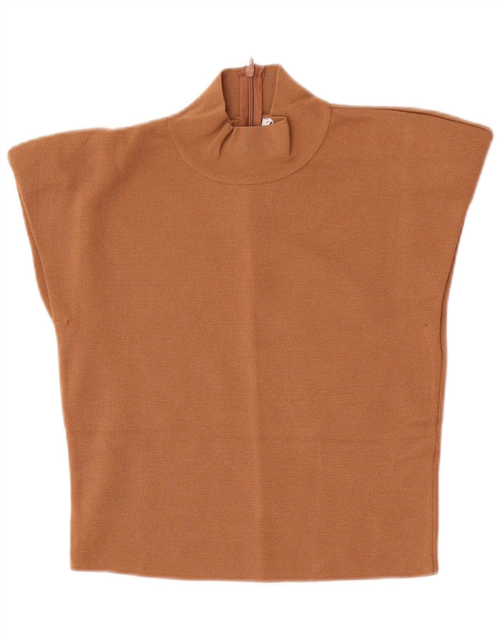 Zara Womens Crop Blouse Top UK 12 Viscose Beige Moyen