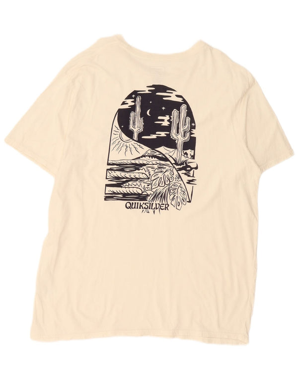 Quiksilver T-Shirt graphique coupe régulière pour hommes, haut 2XL en coton blanc cassé
