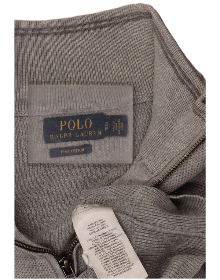 Polo Ralph Lauren Pull surdimensionné à col zippé pour femme UK 10 Petit Gris