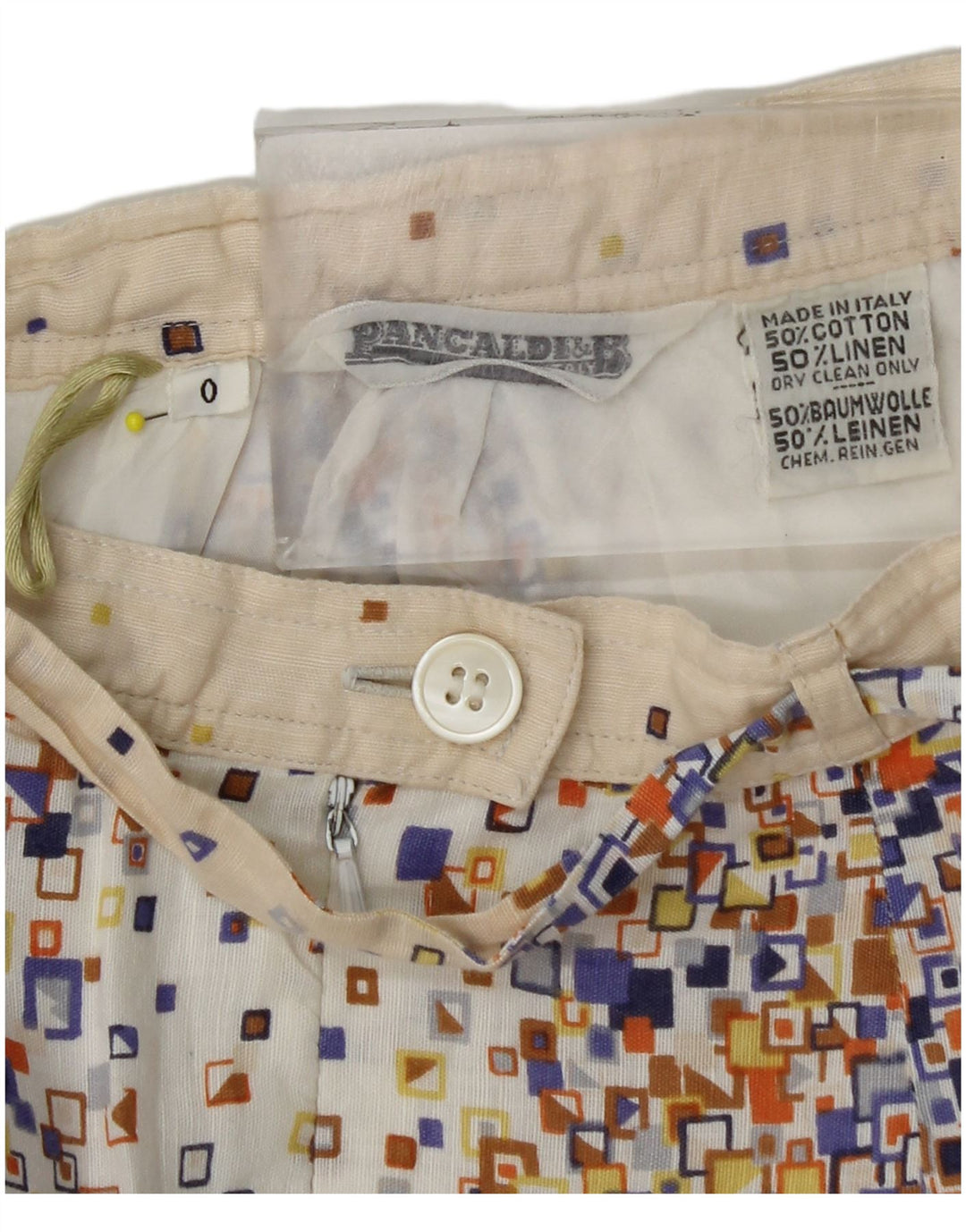 PANCALDI & B Ensemble jupe 2 pièces pour femme UK 4 XS W24 Coton géométrique beige