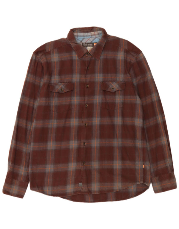 Quiksilver Chemise en flanelle pour homme en coton à carreaux marron