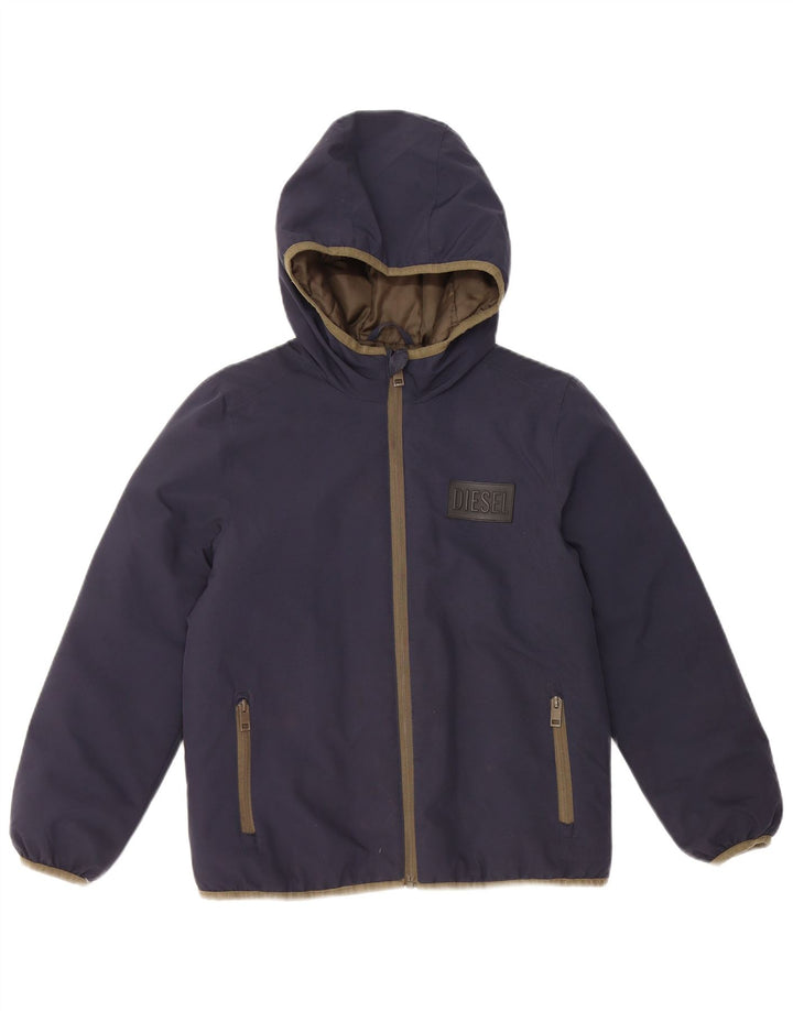 DIESEL Veste coupe-vent à capuche pour garçon 9-10 ans Bleu marine Polyester