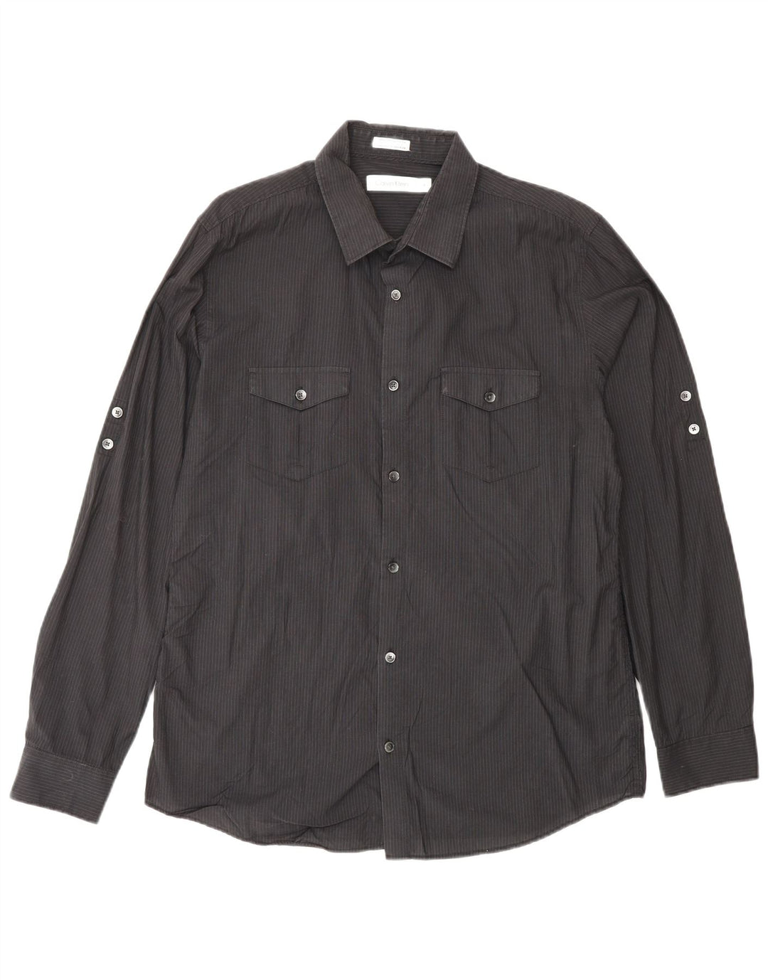 CALVIN KLEIN Chemise Homme Coton Rayé Noir Moyen