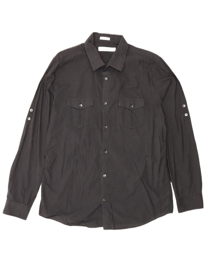 CALVIN KLEIN Chemise Homme Coton Rayé Noir Moyen