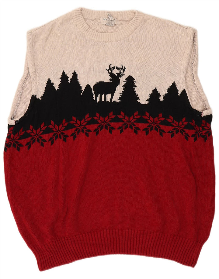 Dockers Débardeur pour homme en coton Fair Isle Rouge Large