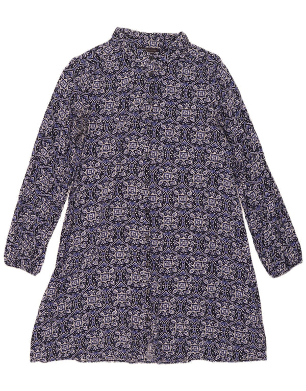 Marks & Spencer Robe chemise pour femme UK 10 Petite viscose florale bleue