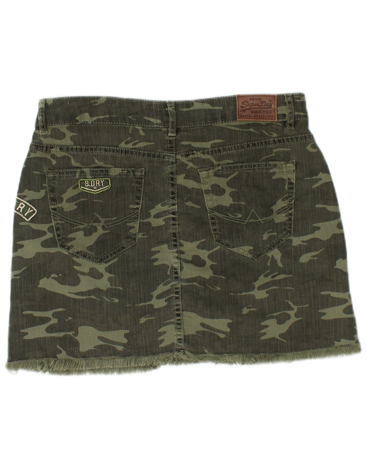 SUPERDRY Femme Mini Jupe En Jean Medium W30 Kaki Camouflage