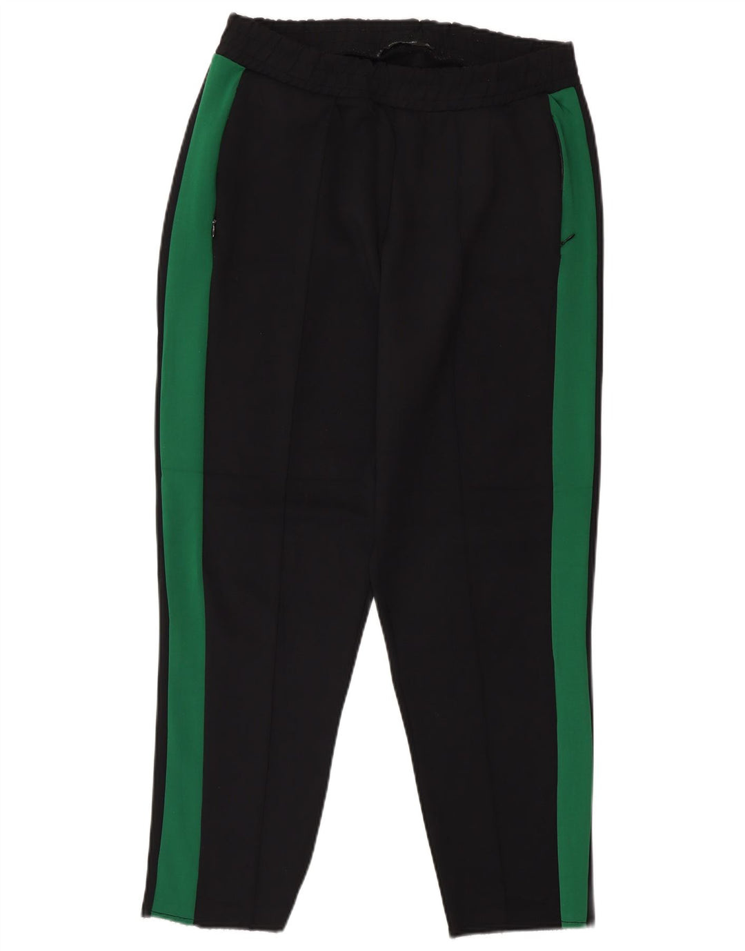 Zara Pantalon De Survêtement Femme UK 12 Medium Noir Colourblock Polyamide