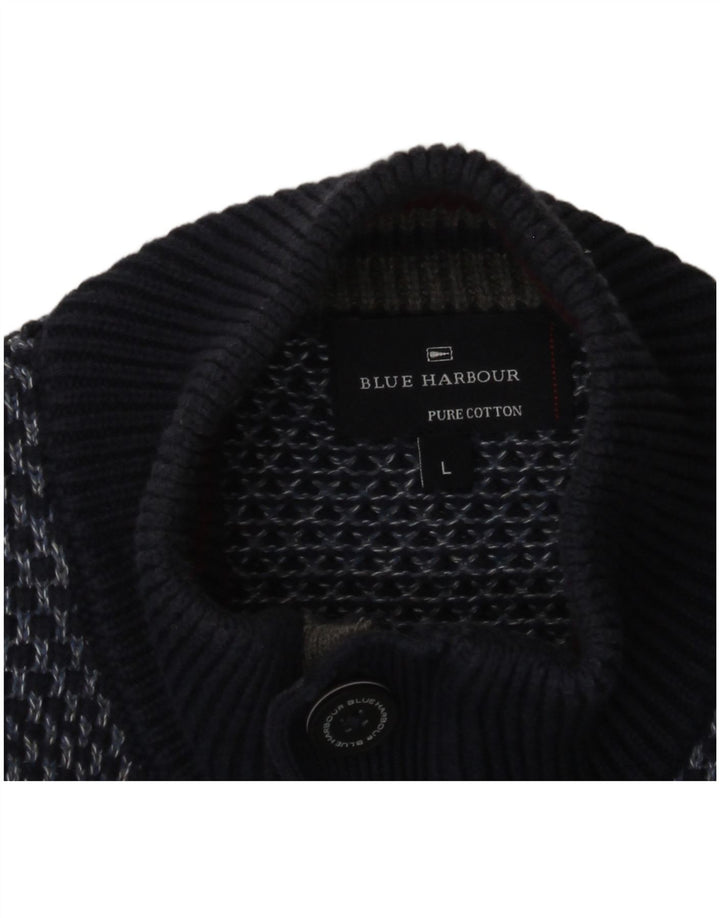 Blue Harbor Pull à col boutonné pour homme en coton à pois bleus