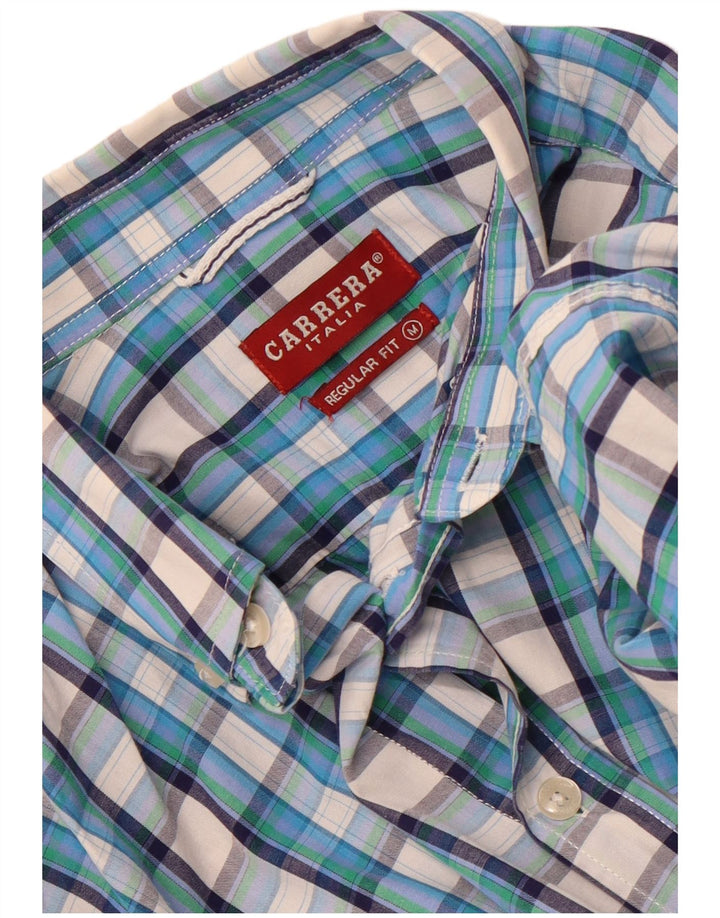 Carrera Chemise à Manches Courtes Regular Fit Homme Bleu Moyen à Carreaux en Coton