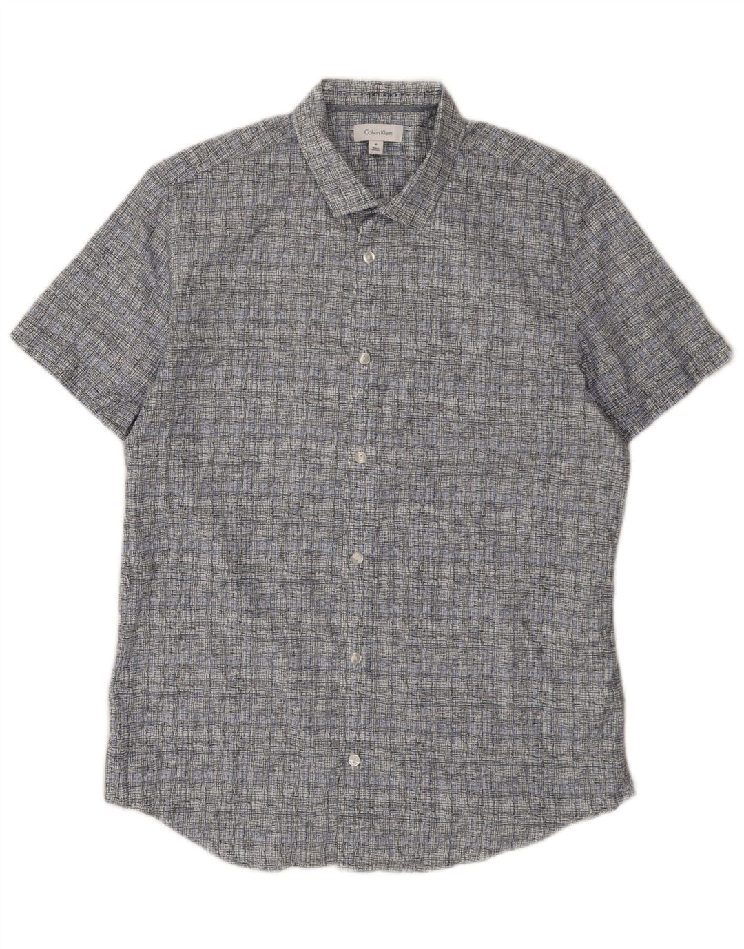 Calvin Klein Chemise à manches courtes homme en coton à carreaux bleu moyen