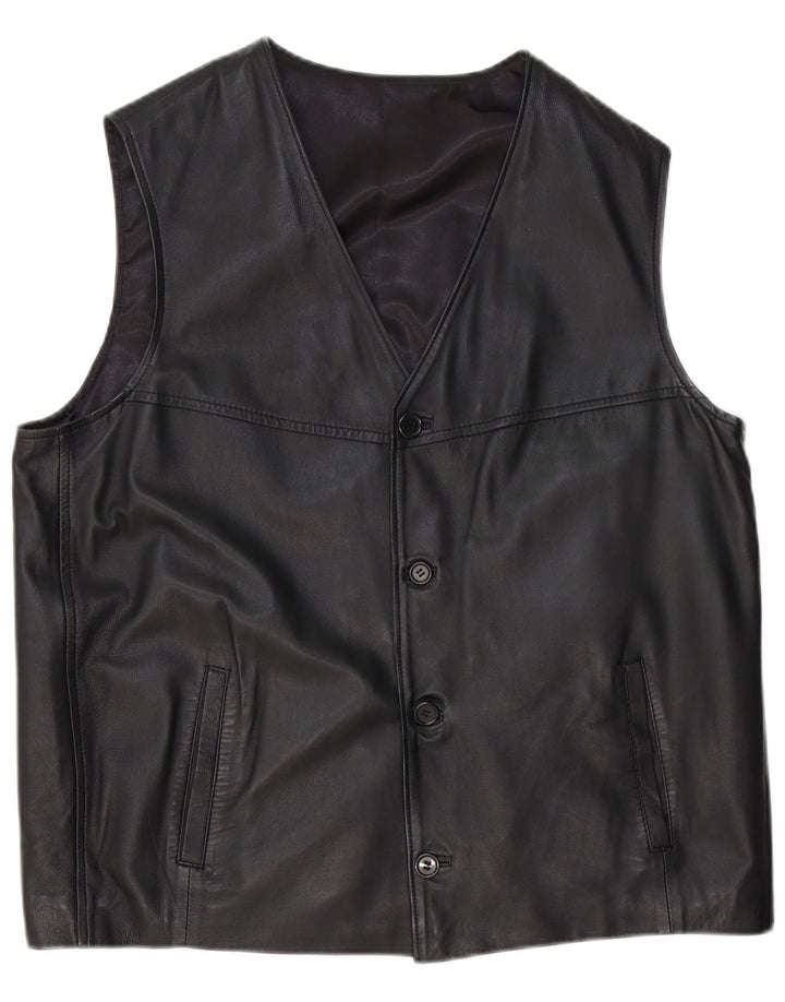 gilet en cuir homme vintage grand cuir noir
