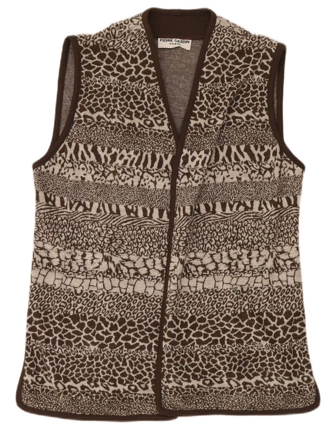 Pierre Cardin Gilet Femme IT 44 Laine Imprimé Animal Marron Moyen