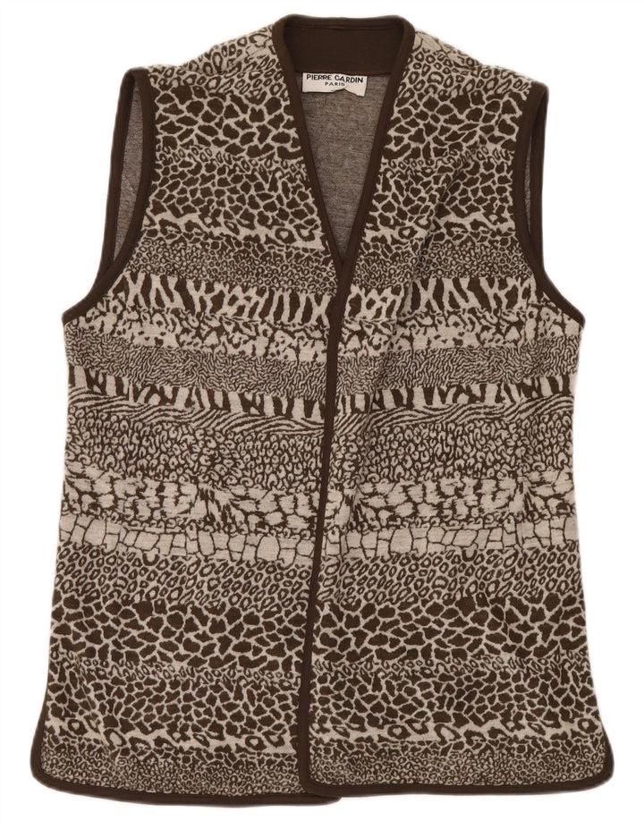 Pierre Cardin Gilet Femme IT 44 Laine Imprimé Animal Marron Moyen